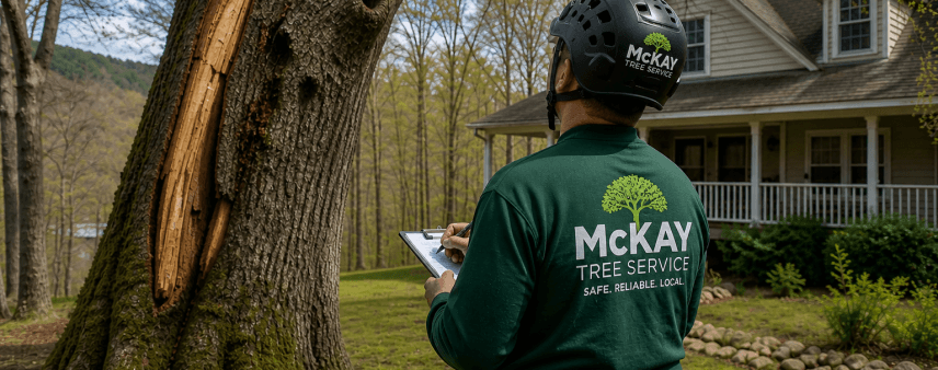 tree inspection in Habersham County GA identifying storm damage risk